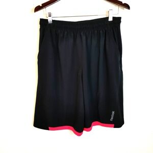 Reebok Play Dry‎ Men L Athletic Shorts Running Basketball Black Polyester Resort